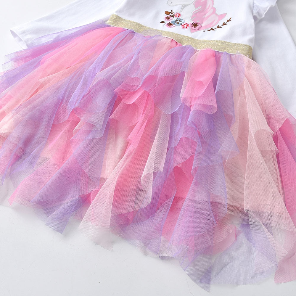 Unicorn with Flower  Toddler Tutu Dress Irregular Tulle Dress