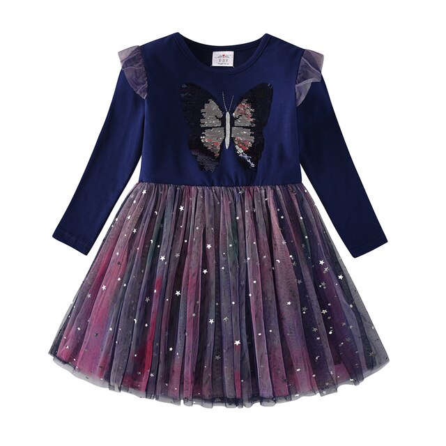 Shape Unicorn Starry Sky Tulle Blue Girl Toddler Tutu Dress for Party Prom Gift