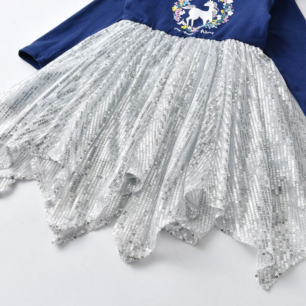 Print Unicorn Irregular Tulle Girl Toddler Party Tutu Dress