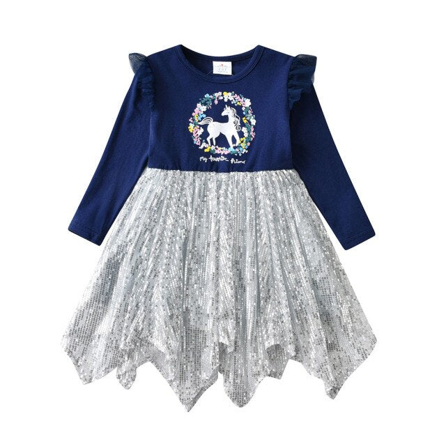 Print Unicorn Irregular Tulle Girl Toddler Party Tutu Dress