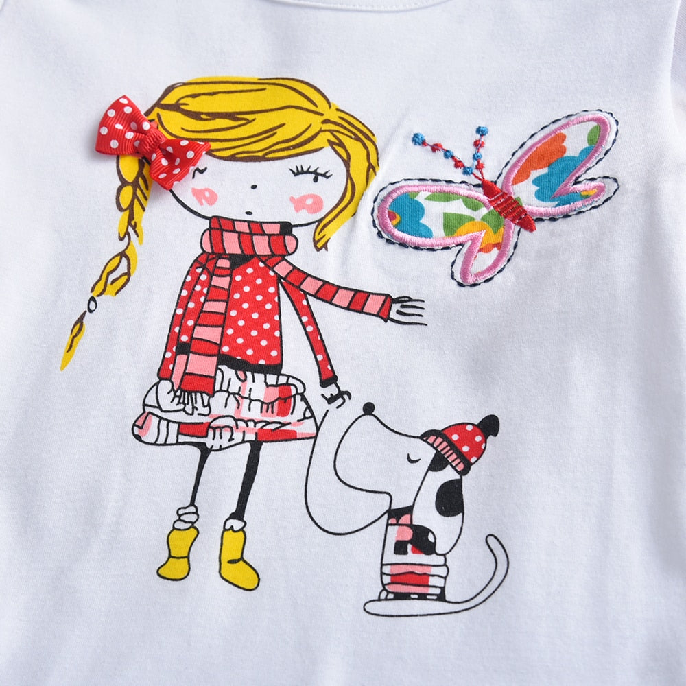 Little Girl Pattern Toddler Cotton Long Sleeve Dress