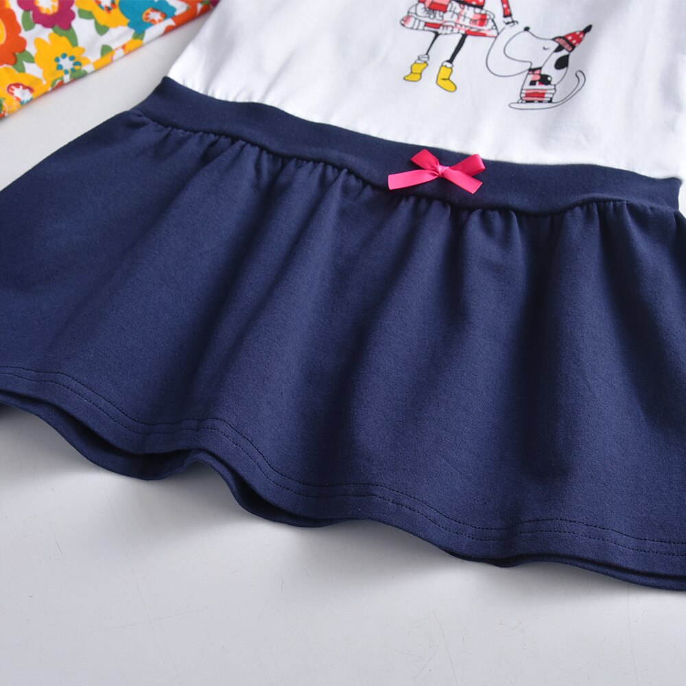 Little Girl Pattern Toddler Cotton Long Sleeve Dress