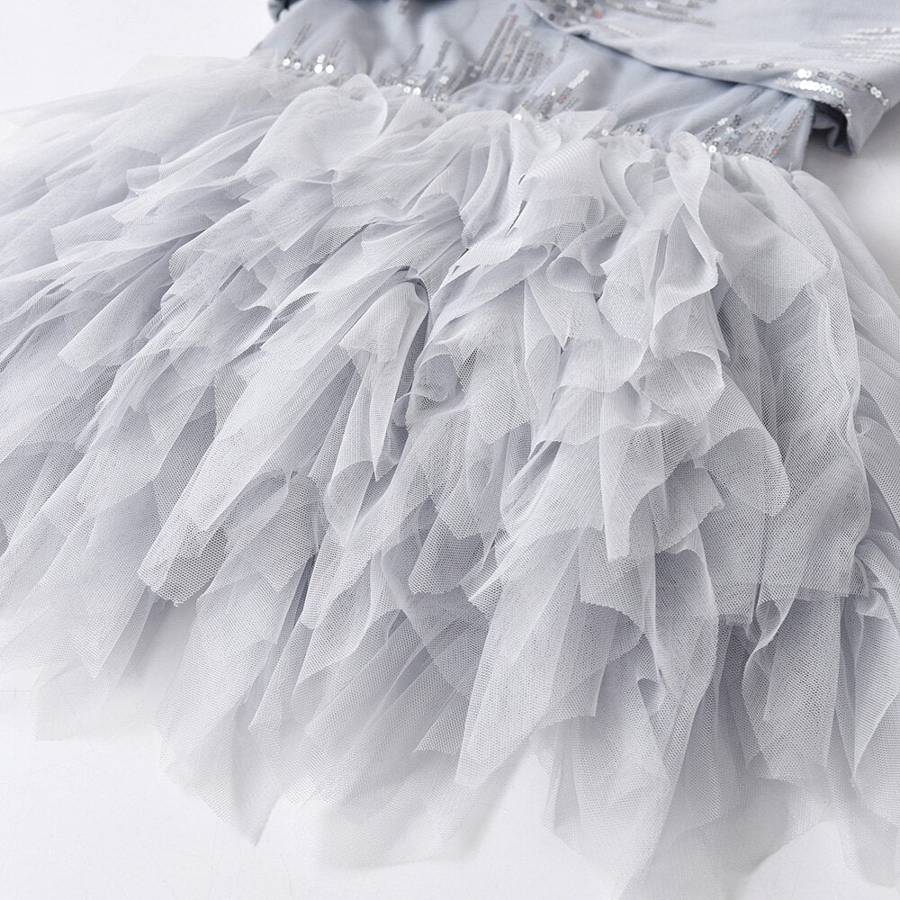 Sequined Bling Princess Girl Toddler Tutu Dress Irregular Tulle Mesh Shinny Tutu Dress