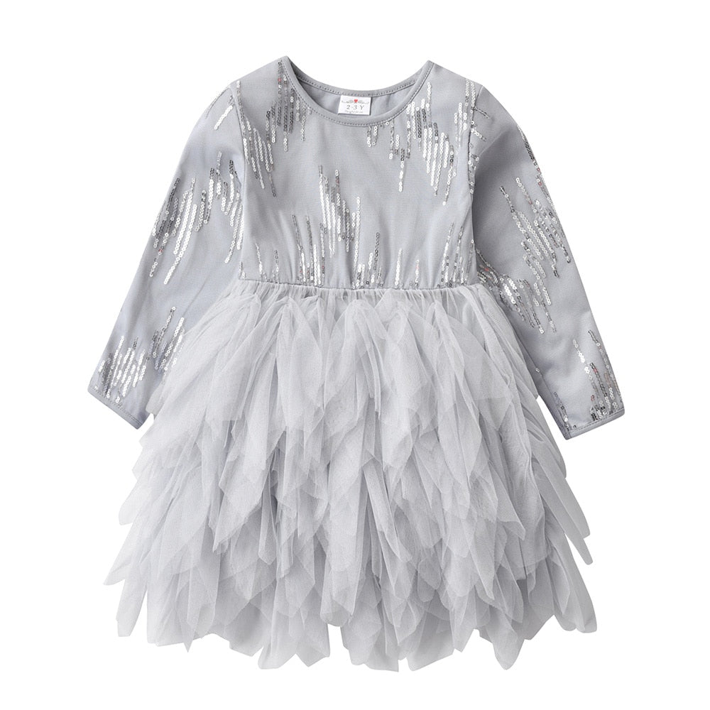 Sequined Bling Princess Girl Toddler Tutu Dress Irregular Tulle Mesh Shinny Tutu Dress