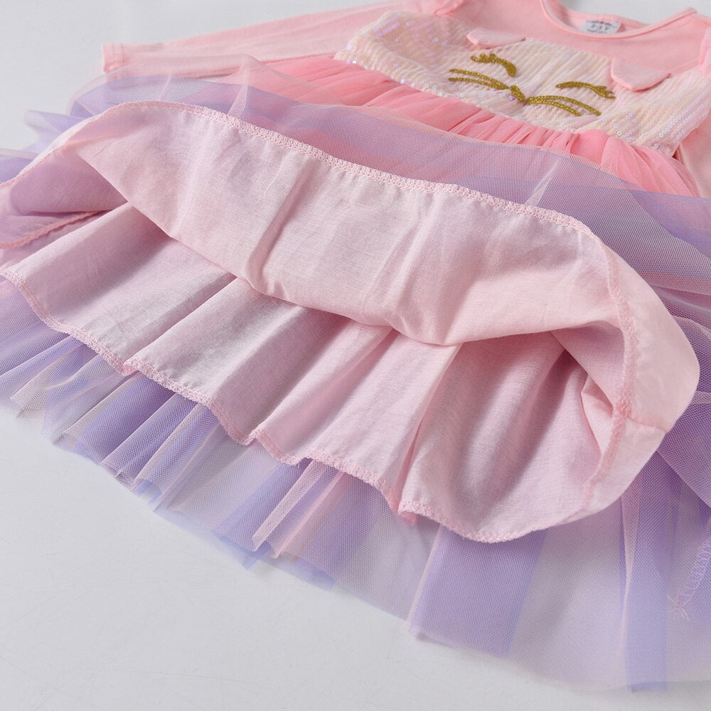 Little Cute Rabbit Girl Toddler Long Sleeve Tutu Dress for Gift