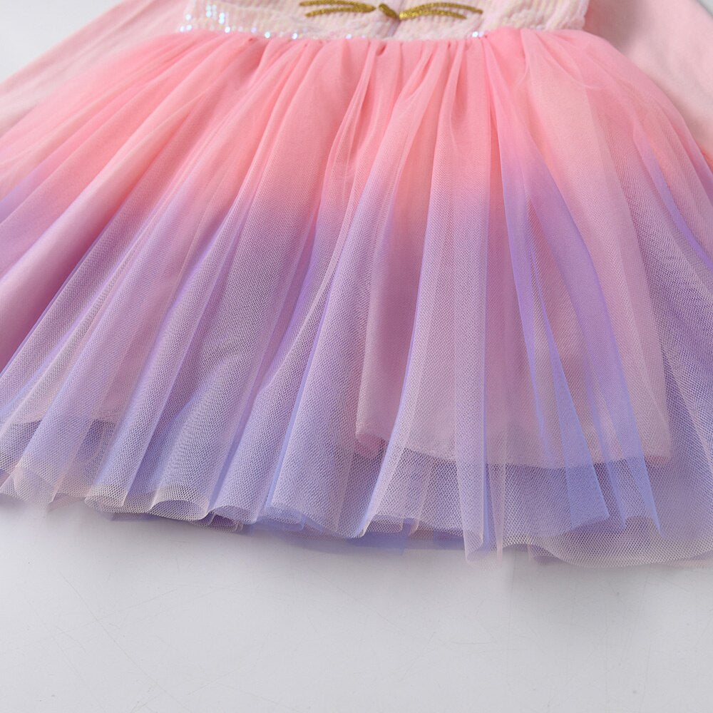 Little Cute Rabbit Girl Toddler Long Sleeve Tutu Dress for Gift