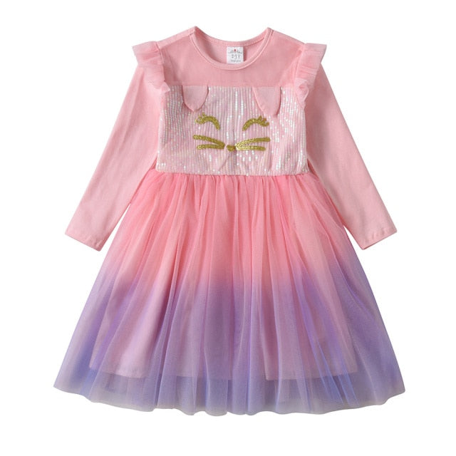 Little Cute Rabbit Girl Toddler Long Sleeve Tutu Dress for Gift