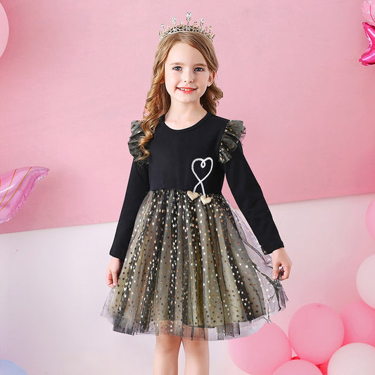 Little Heart Star Sequins Tutu Dress for Toddler Girl 3-8T