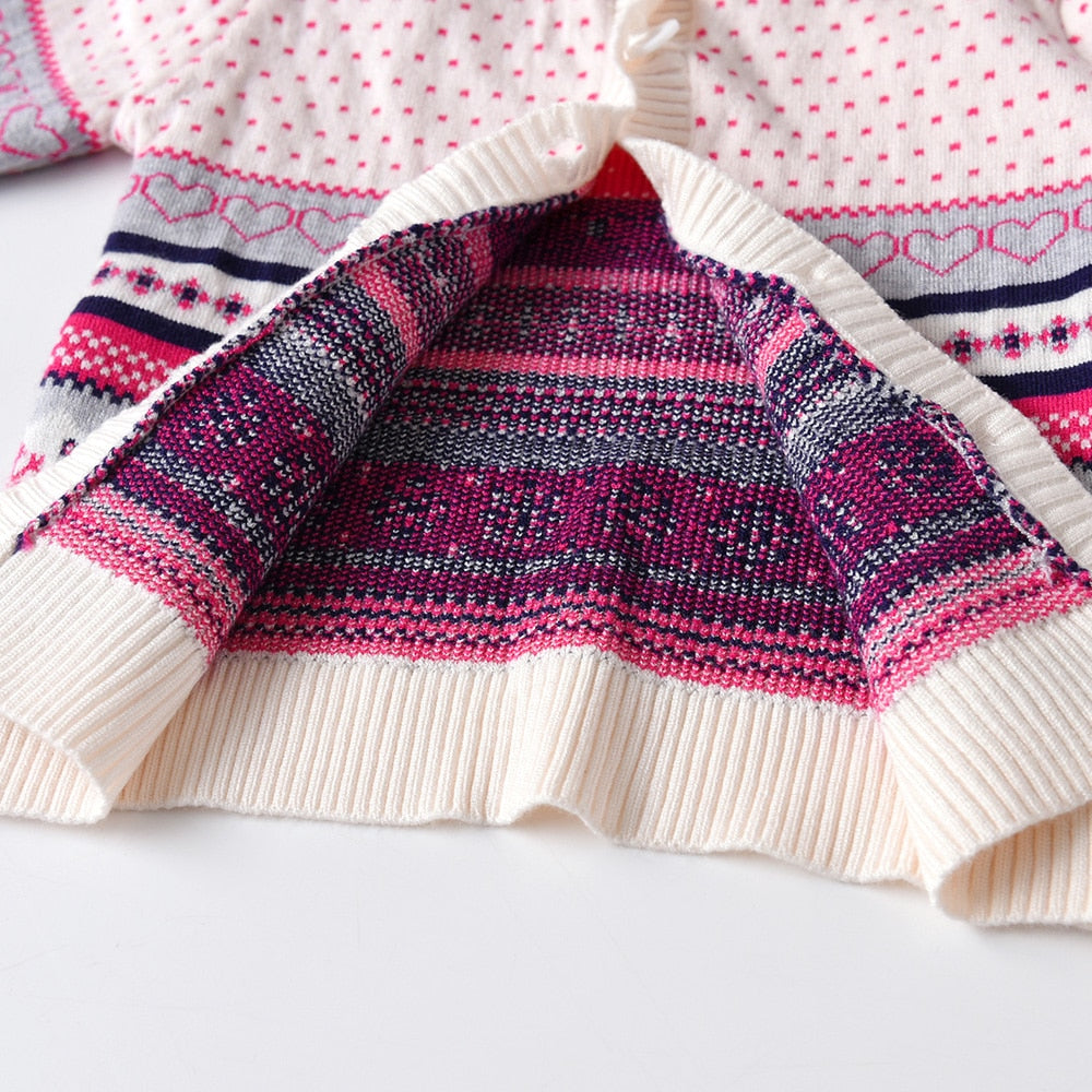 Winter Snow Printed Girl Toddler Cardigan Sweater Christmas Outwear Coat