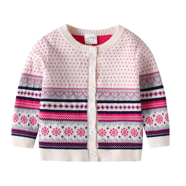 Winter Snow Printed Girl Toddler Cardigan Sweater Christmas Outwear Coat