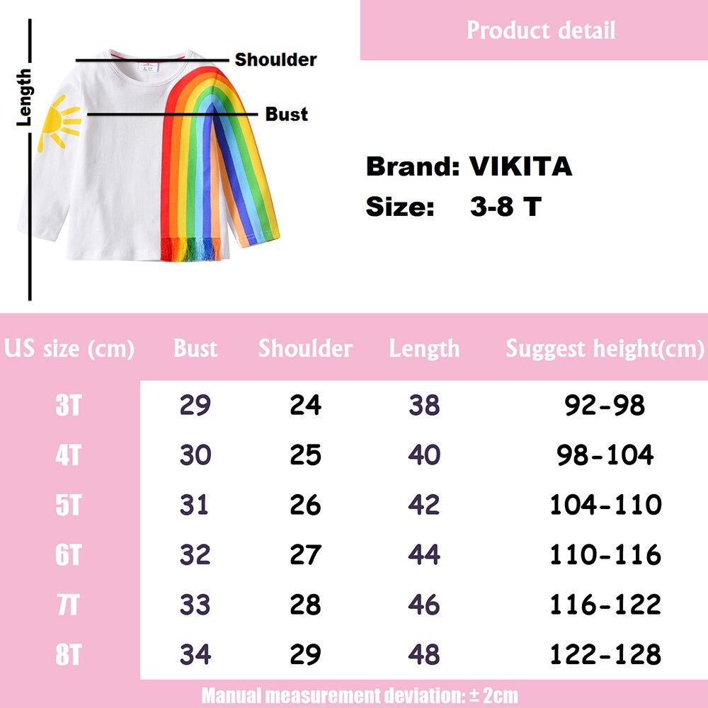 2pcs Girls Long Sleeve T-Shirts Set Rainbow Cotton T-Shirt + Sequins Flower Top