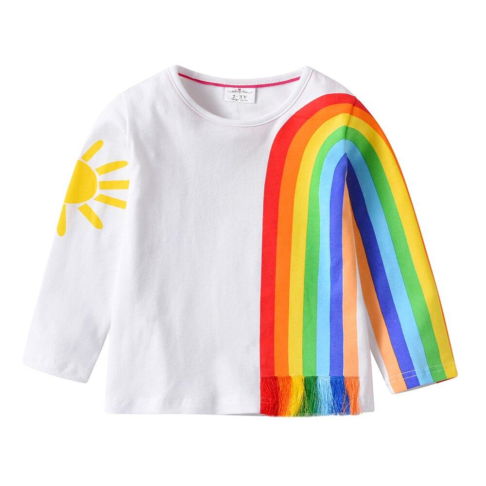 Sunshine Rainbow Pattern Cotton Long Sleeve T-Shirt + Blue Leggings Sets