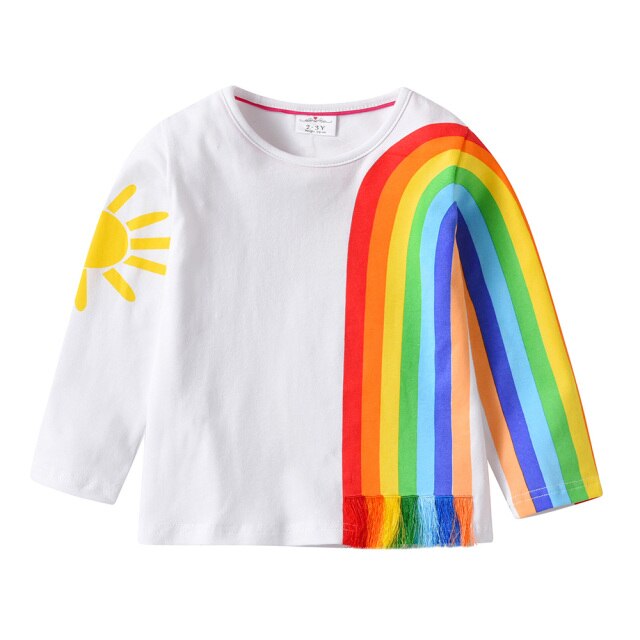 Sunshine Rainbow Pattern Girl Toddler Cotton Long Sleeve T-Shirt Tops