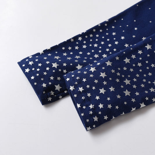 Star Printed Girt Toddler Pants Elastic Skinny Pencil Pants Cotton Trouser
