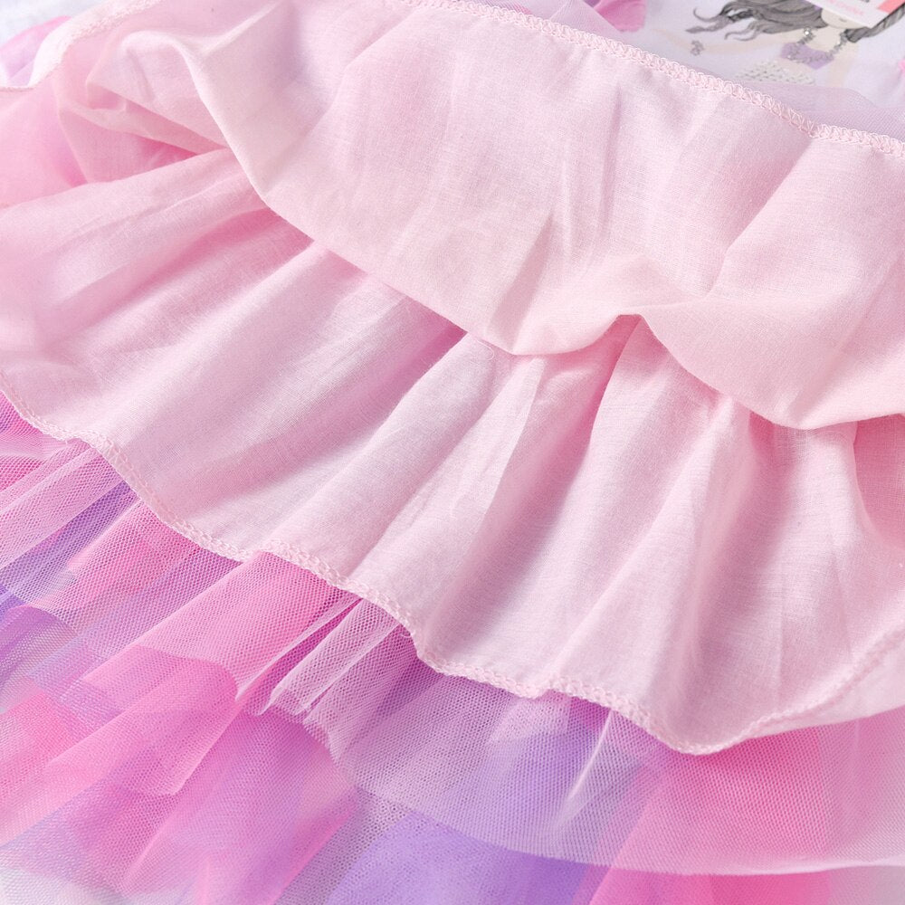 Cute Mermaid Sequined Irregular Tulle Girl Toddler Tutu Dress Long Sleeve Mesh Ball Gown Dess