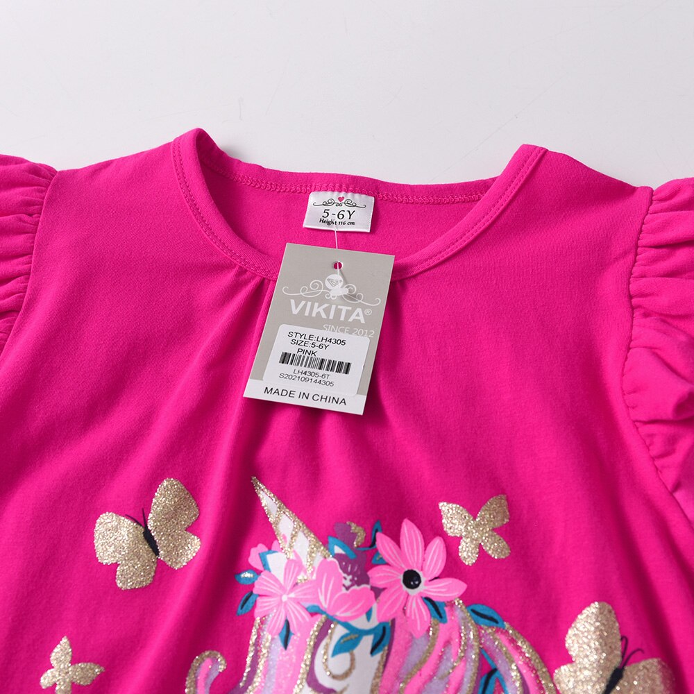 Cartoon Unicorn with Butterfly Girl Toddler A Line Cotton Dress