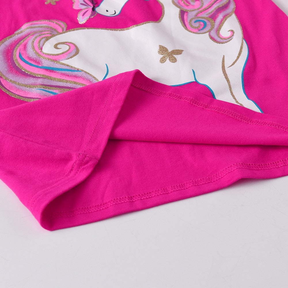 Cartoon Unicorn with Butterfly Girl Toddler A Line Cotton Dress