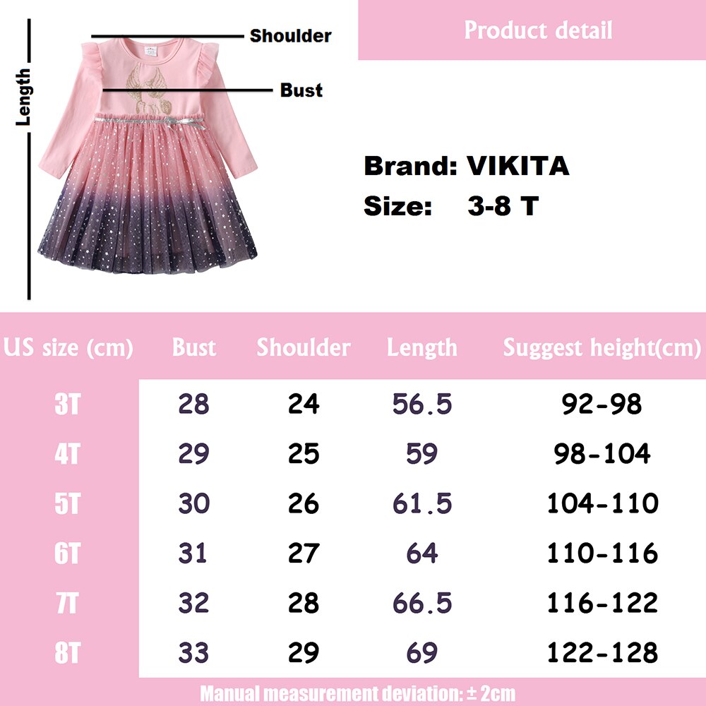 Unicorn Rabbit Cartoon Pattern Gradient Tulle Long Sleeve Girl Toddler Tutut Dress