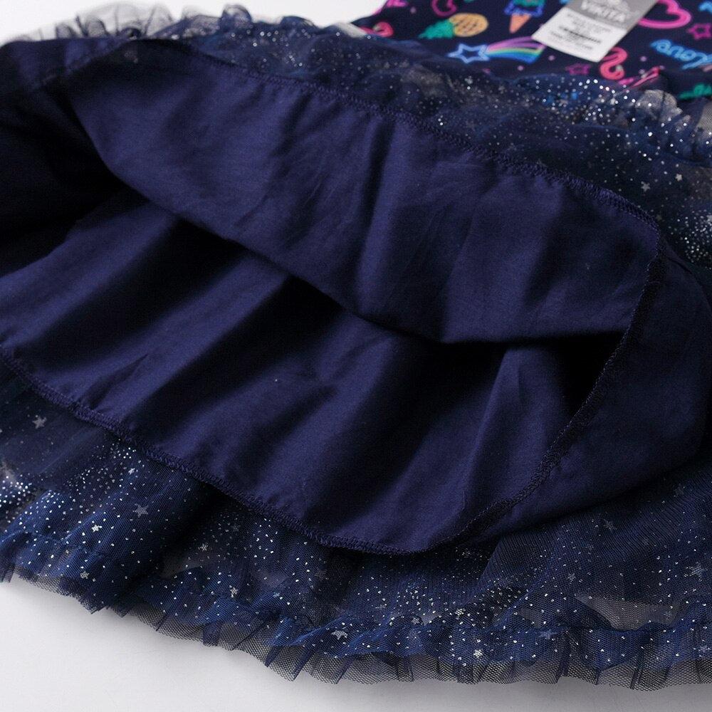 Light Graffiti Pattern Starry Sky Tulle Girl Toddler Party Prom Grown Dress