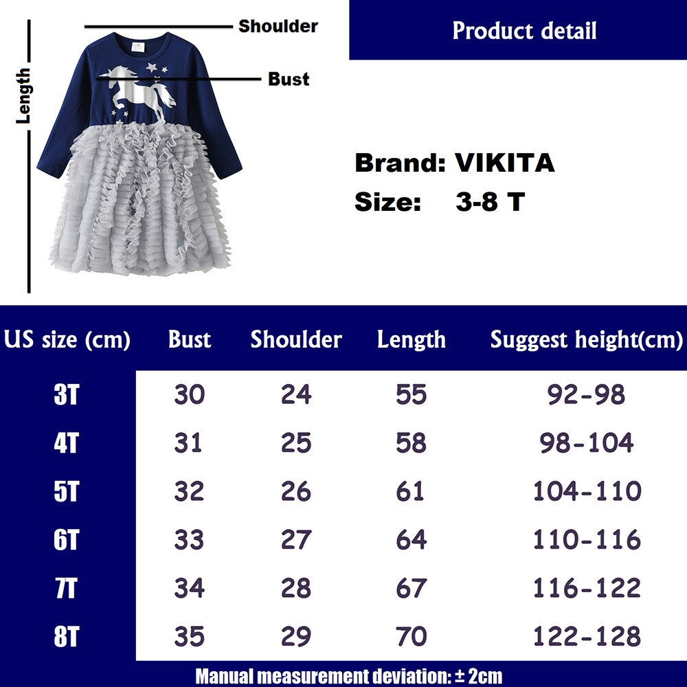 Unicorn Printed Layered Cake Tulle Girl Toddler Dresses Long Sleeve Party Wedding Brithday Dress