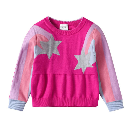 Comet Star Long Sleeve Girl Toddler Autumen Winter Cotton Pullover Sweater