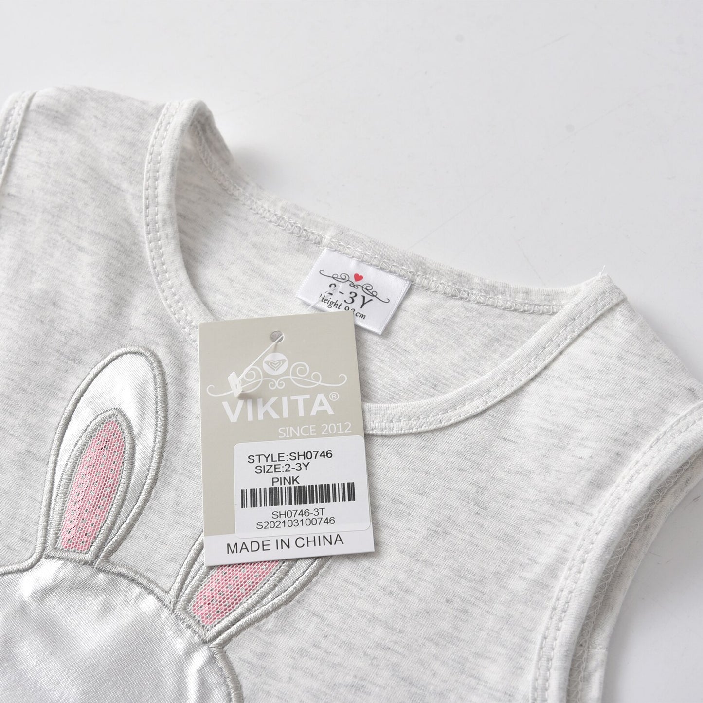 2Y-8Y Girls Summer Dress Rabbit Cartoon Print Cotton Dress Layer Cake Sleeveless Girls Toddler Dress