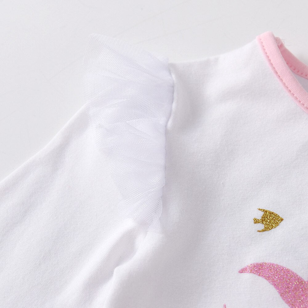 Mermaid Pattern Ruffle Dress Pink Girl Toddler Long Sleeve Dress for 3-8T