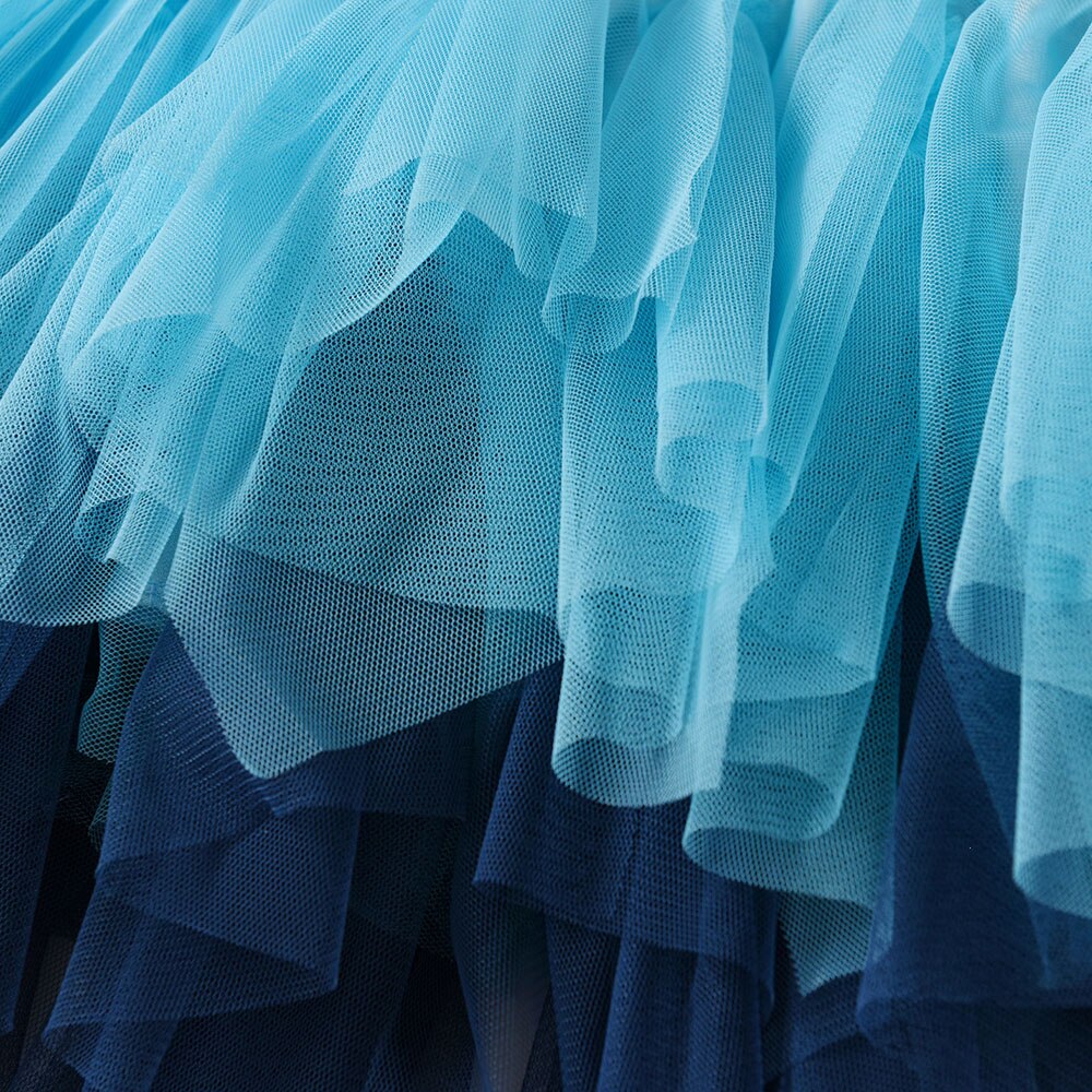 Blue Mermaid Princess Party Long Sleeve Toddler Girl Tutu Dress