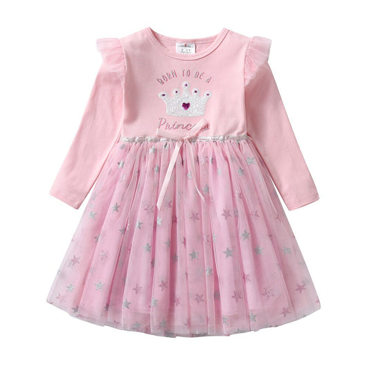 Sequins Princess Star Bottom Tulle Gathered Tutu Dress for Girl Toddler 3-8T