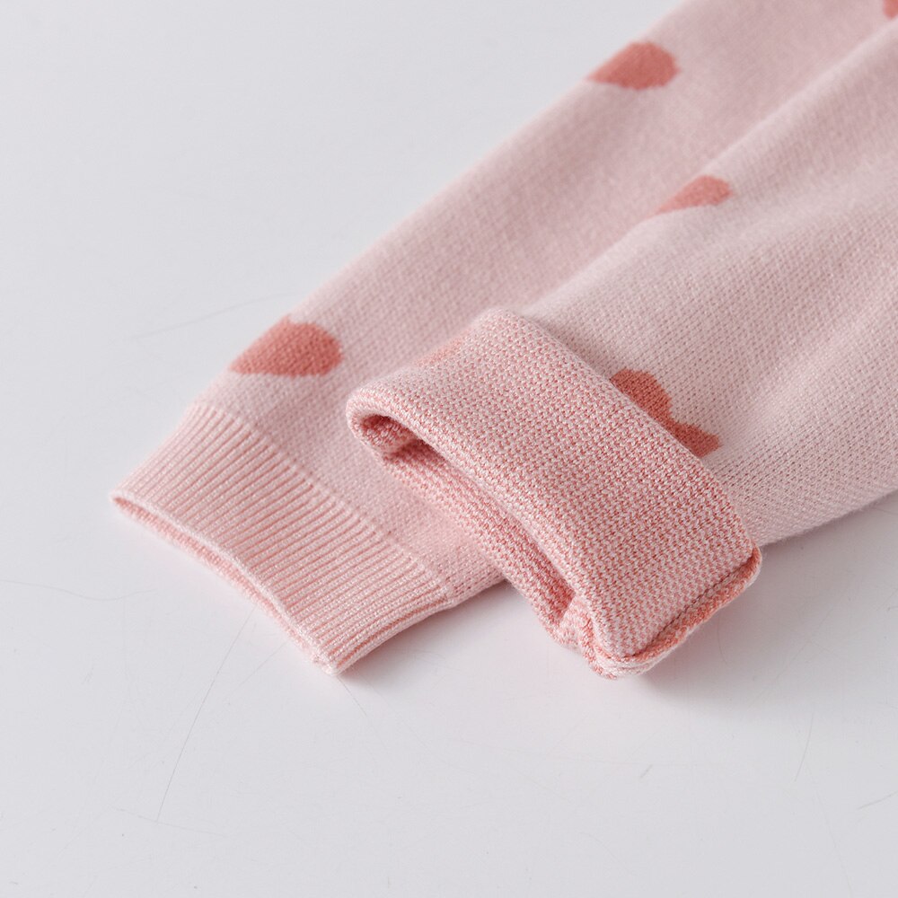 Love Heart Print Pink Girl Toddler Winter Sweater Knitted Pullover for 3-8T