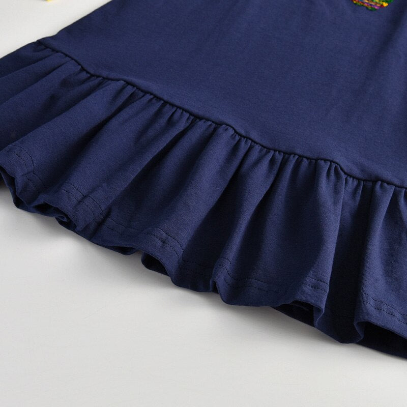 Sequins Butterfly Cotton Jumper Dress and Rainbow Striped Pants Girl Clothing Sets
