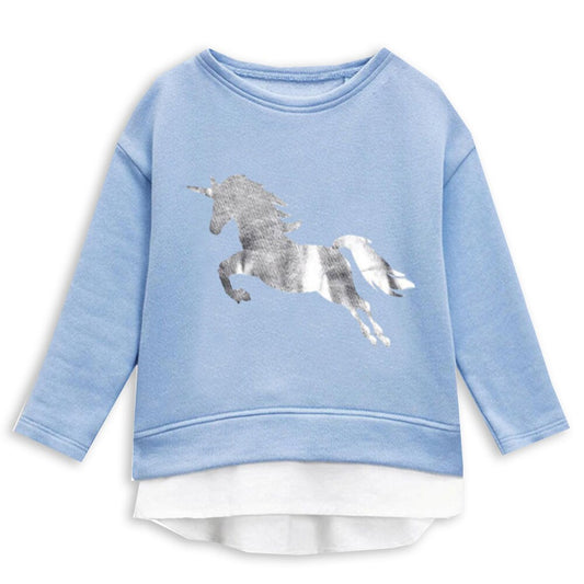 Unicorn Sweatshirt Top and Little Star Leggings Pants Girl Clothing Set 3-8T