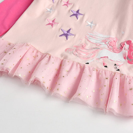 Unicorn Pink Sweatshirt Top and Rainbow Leggings Pant Girl Toddler Clothing Set