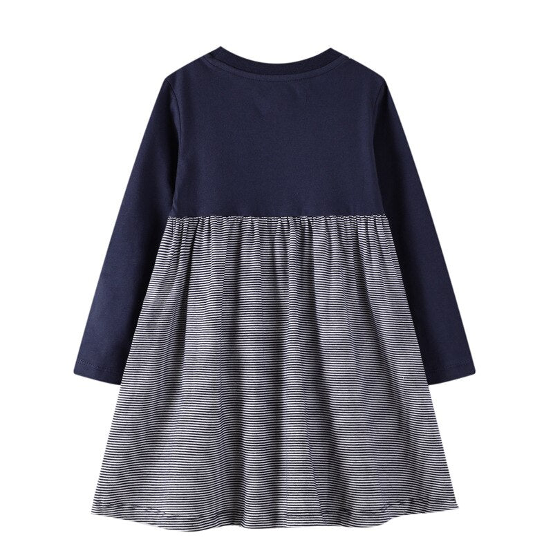 VIKITA Cute Unicorn Cotton A Line Long Sleeve Dress for Girl Toddler