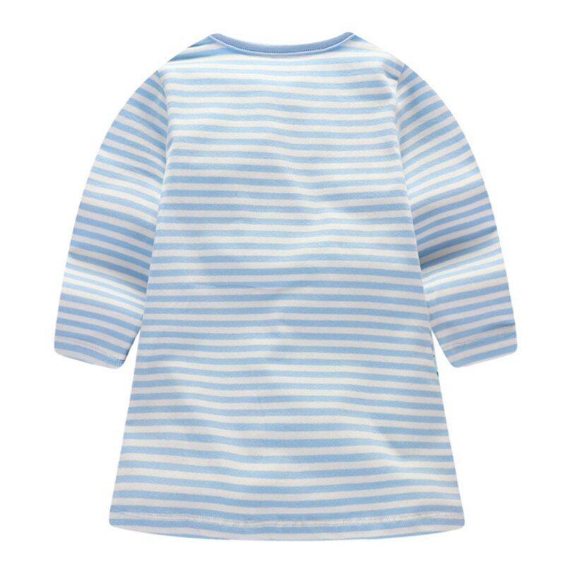 VIKITA Happy Unicorn Flower Stripe Long Sleeve A Line Girl Casual Dress