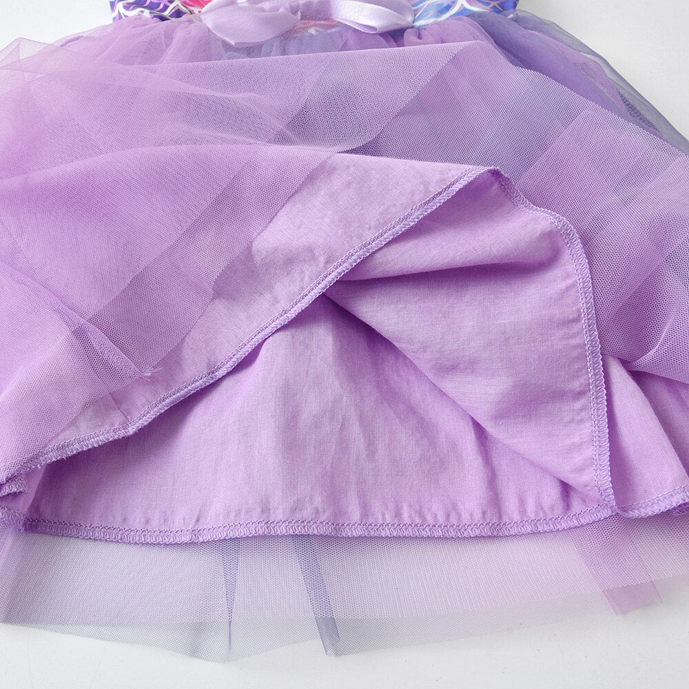2Y-8Y Girls Summer Dress Purple Mermaid Sleeveless Tulle Tutu Dress